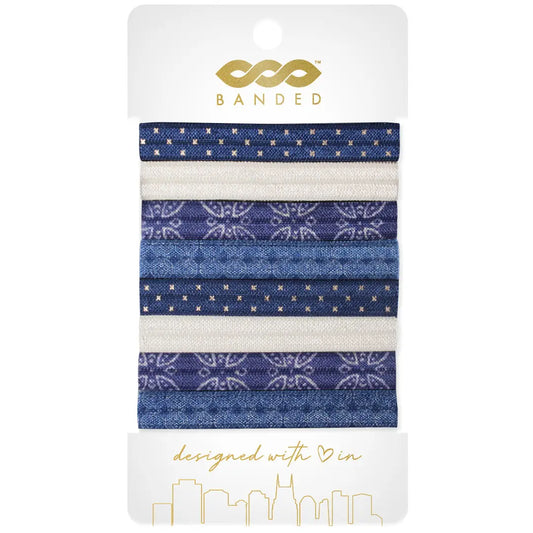 8-Pack Skinny Hair Ties Indigo Ink