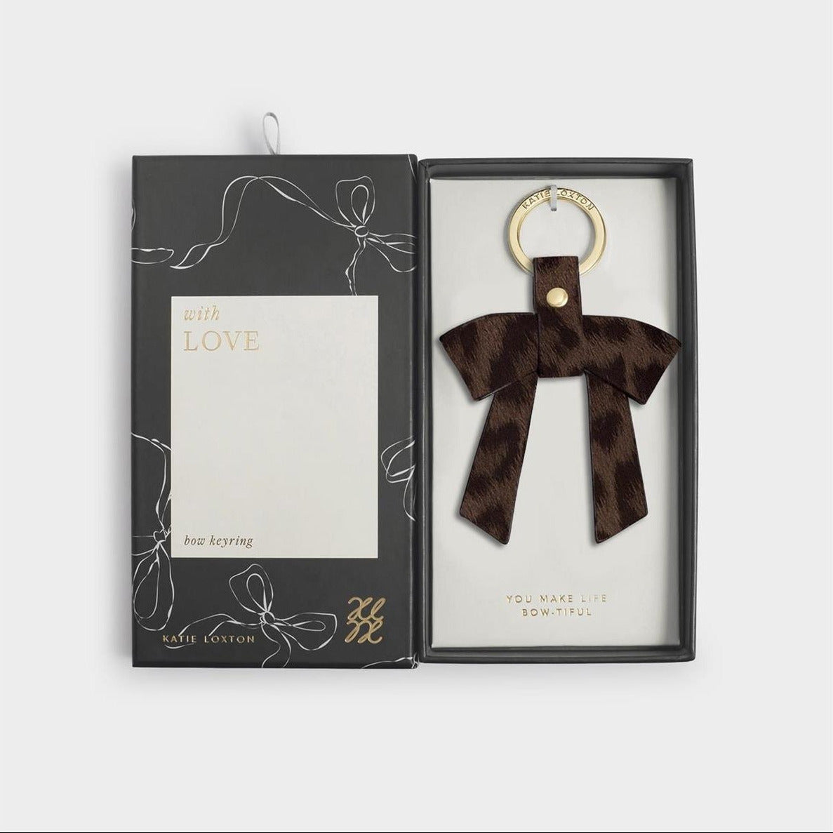 Chocolate Leopard Bow-tiful Boxed Keyring