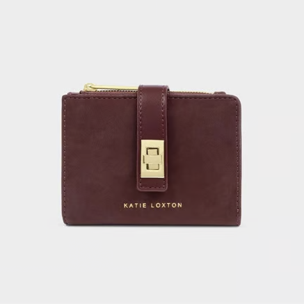 Orin Cherry Suedette Twist Lock Wallet