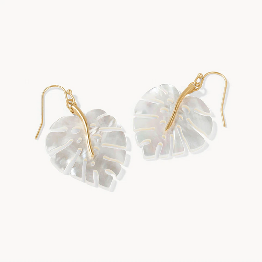Monstera Earrings Pearlescent