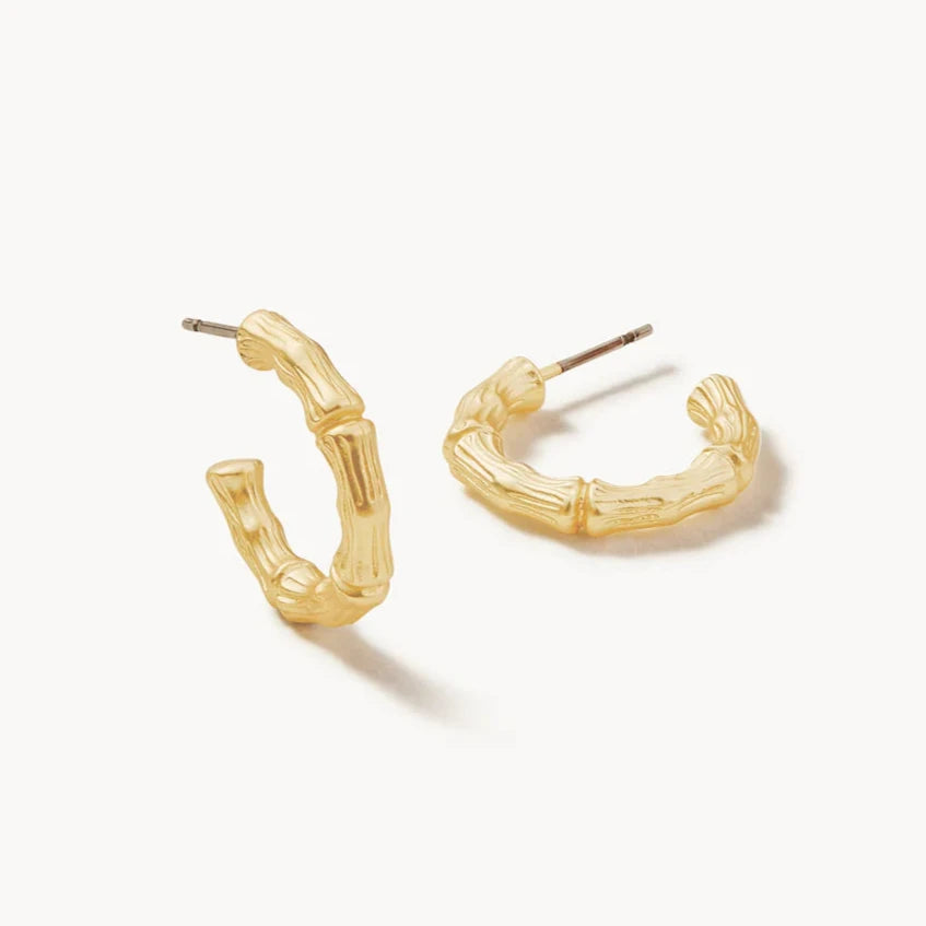 Bamboo Hoop Earrings Gold