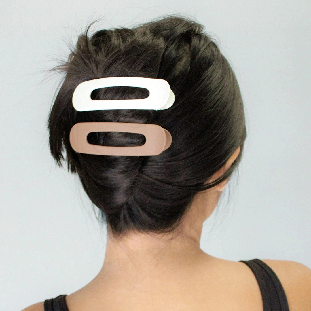 Soft Matte Skinny 2-Pack Flat Lay Claw Clips Cappuccino