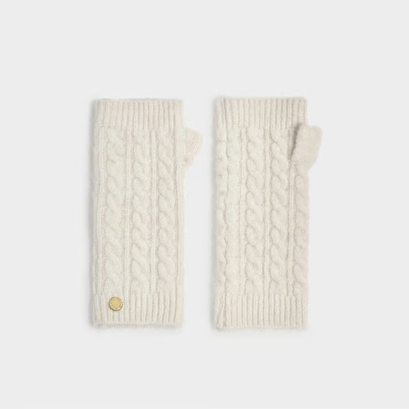 Creme Cable Knit Handwarmers