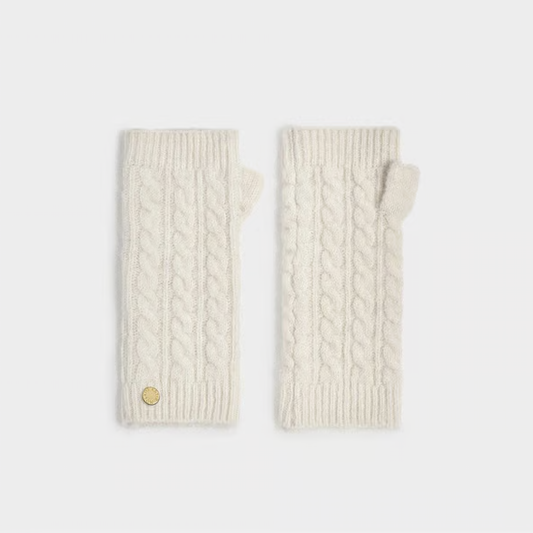 Creme Cable Knit Handwarmers