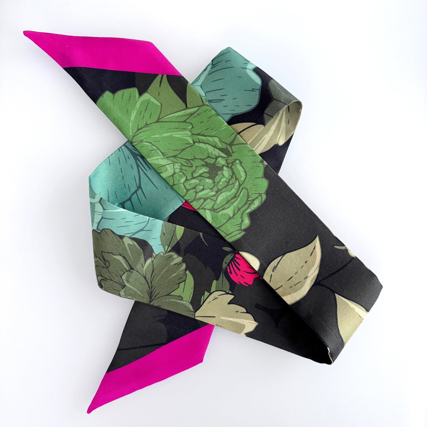 Secret Peony Garden Skinny Silk Scarf Secret