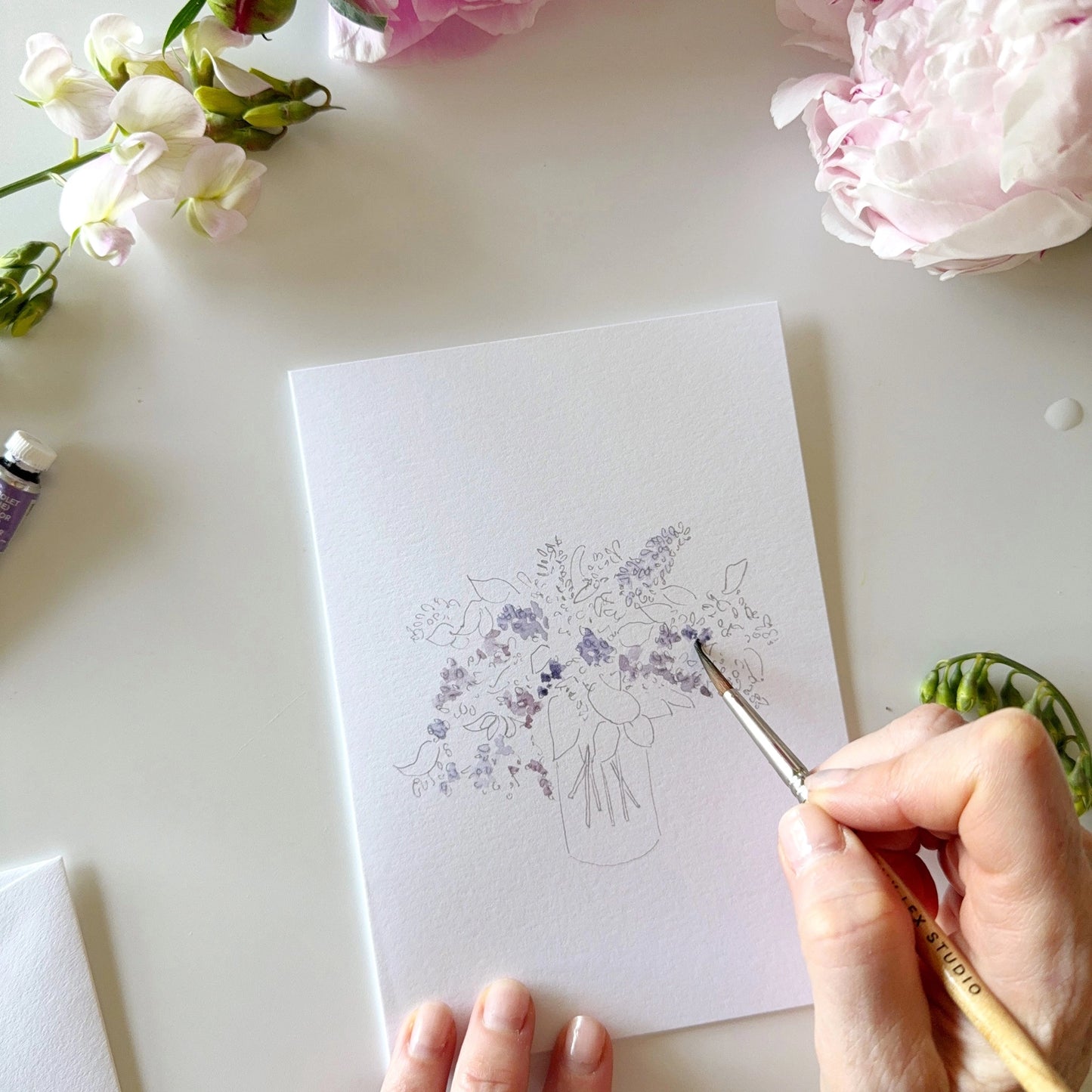 Bouquets Paintable Watercolor Notecards