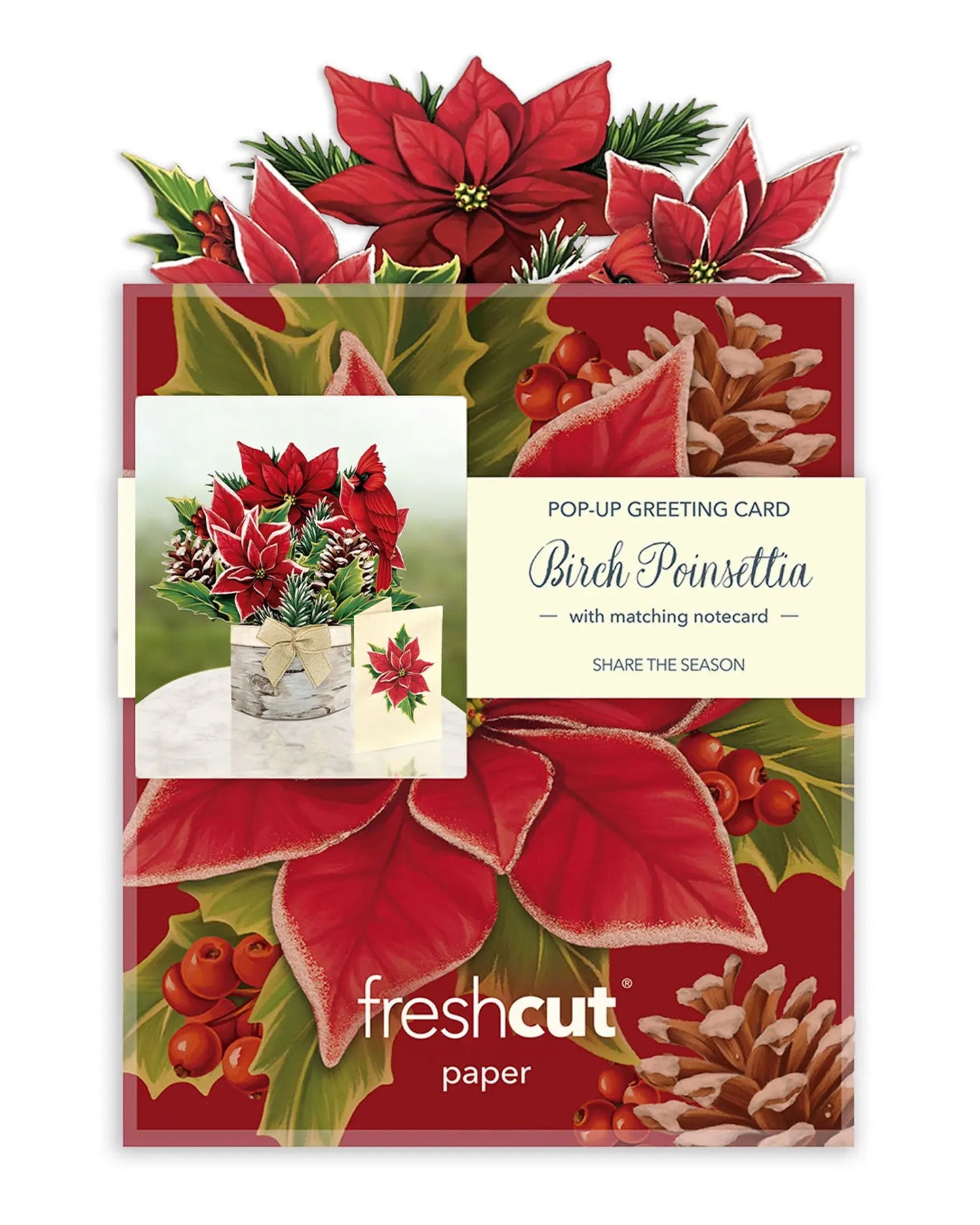 Mini Birch Poinsettia Pop-up Card