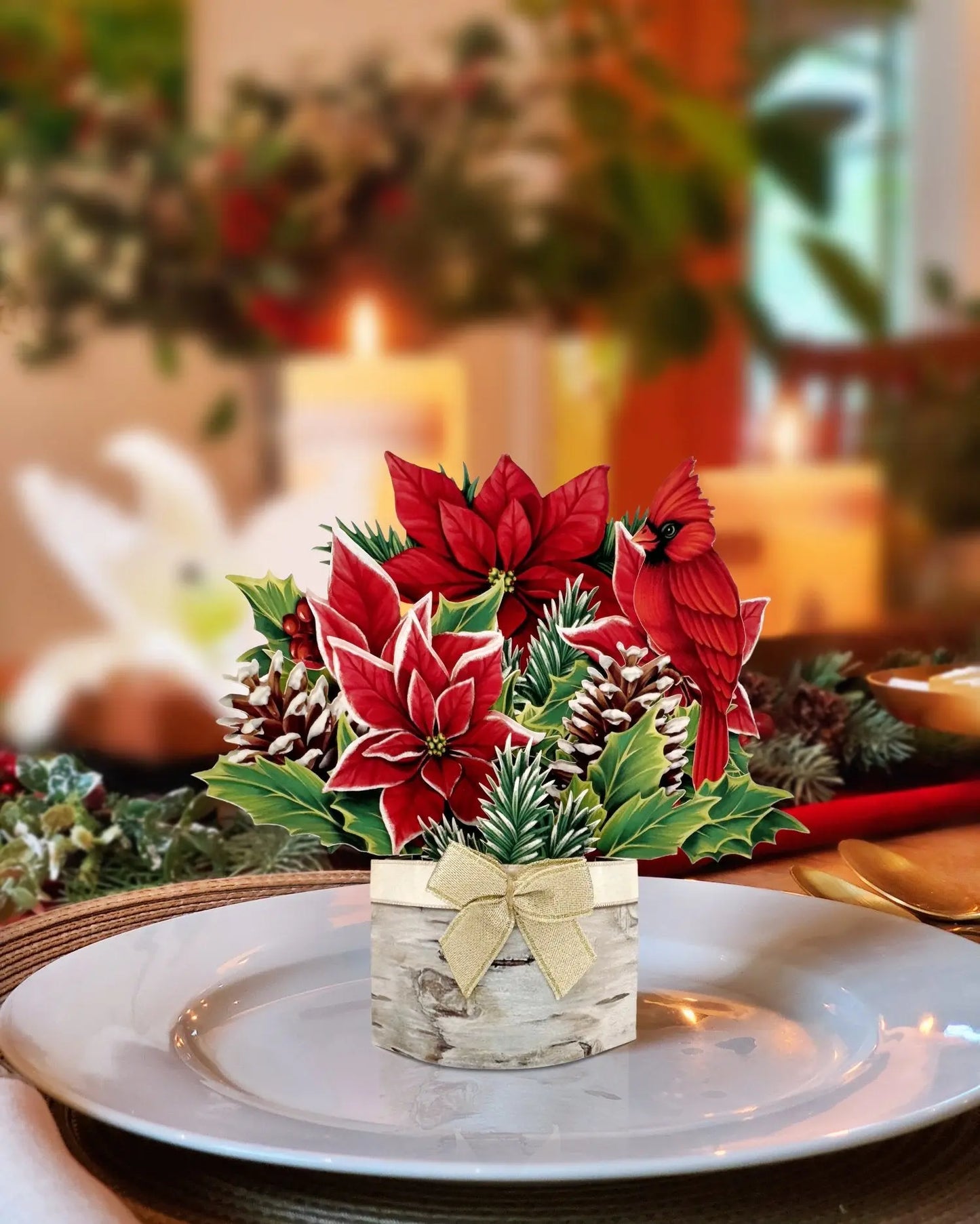 Mini Birch Poinsettia Pop-up Card