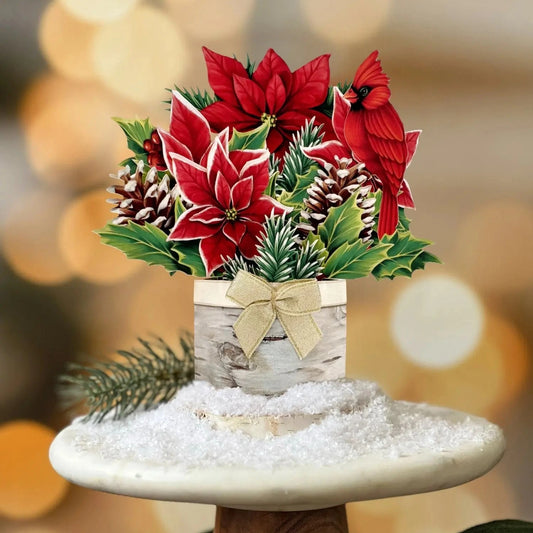Mini Birch Poinsettia Pop-up Card