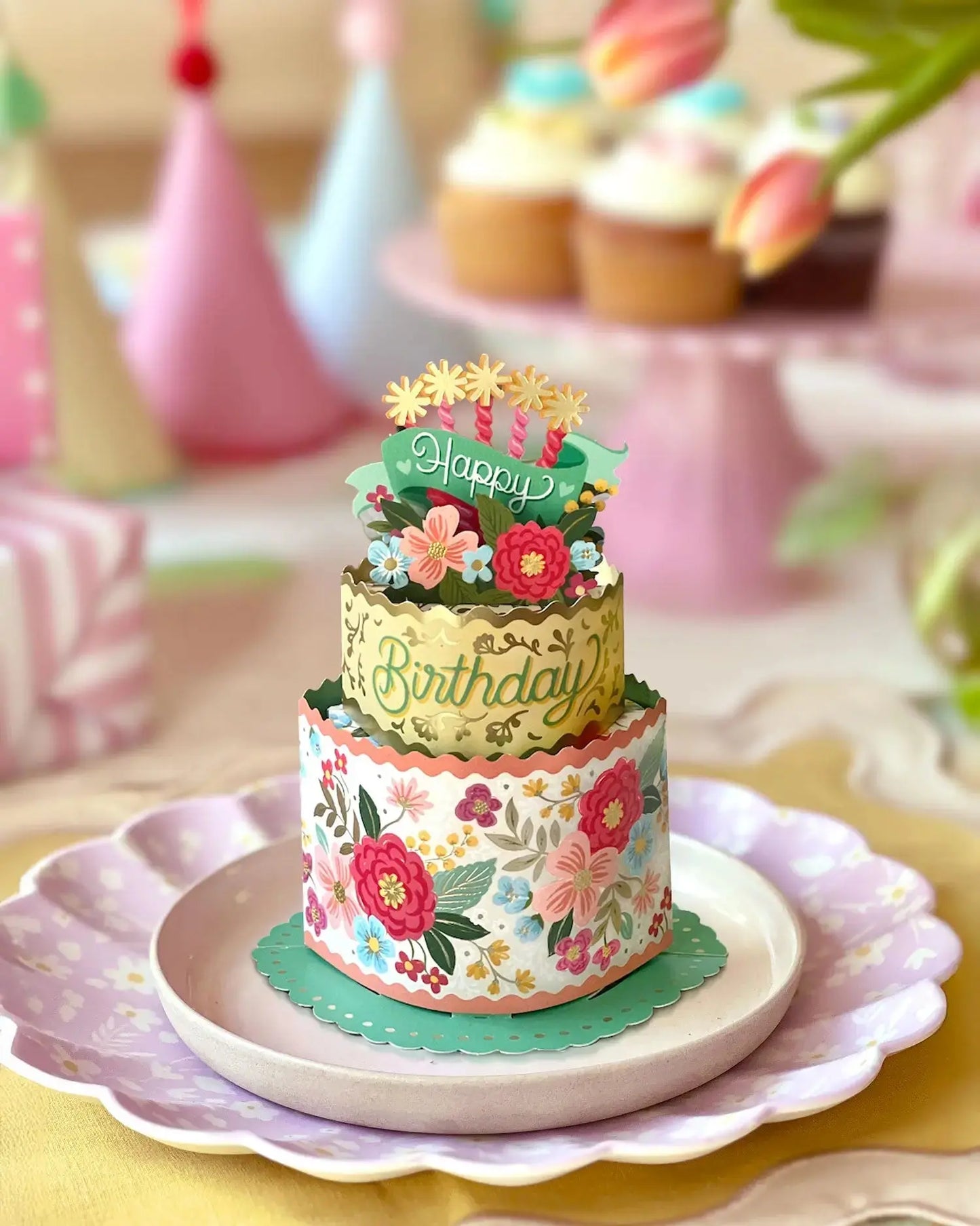Mini Blooming Birthday Cake Pop-up Card