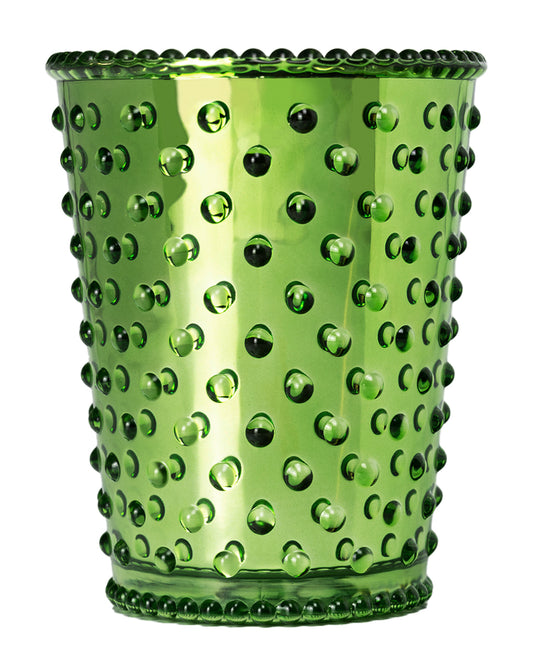 Chrome Evergreen Hobnail Glass Candle