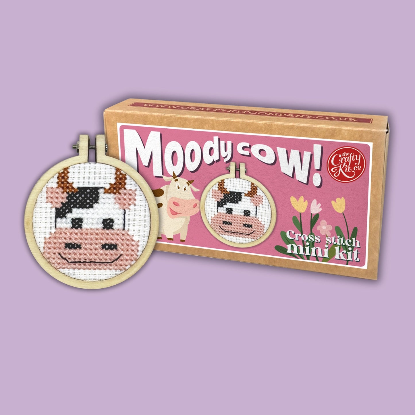 "Moody Cow" Mini Matchbox Cross Stitch Kit