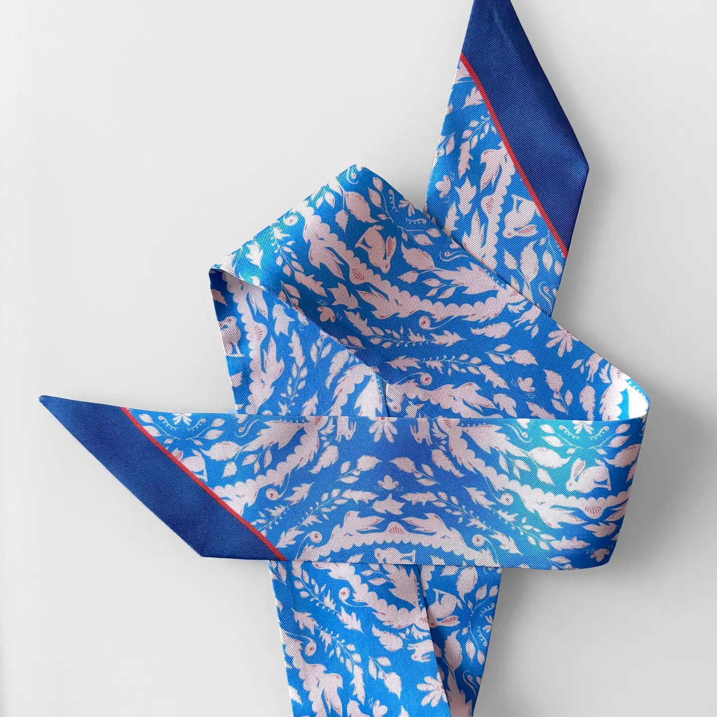Bunny Glen Bue Skinny Silk Scarf