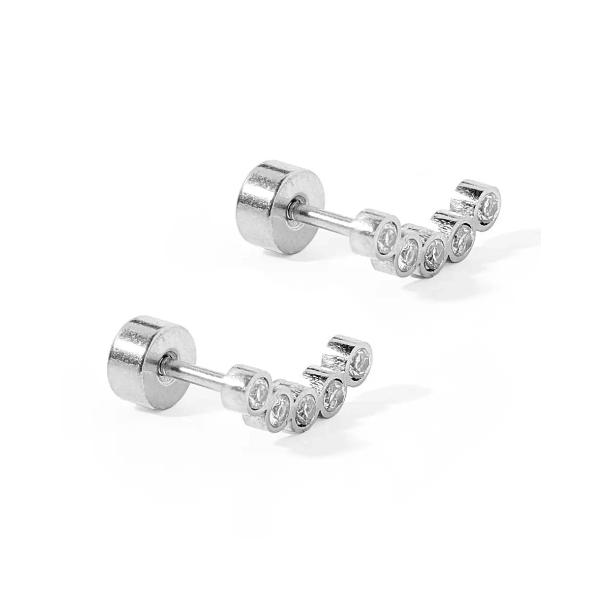 Abigail Sparkle Silver Screwback Stud Earrings