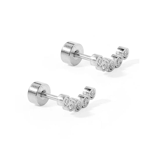 Abigail Sparkle Silver Screwback Stud Earrings