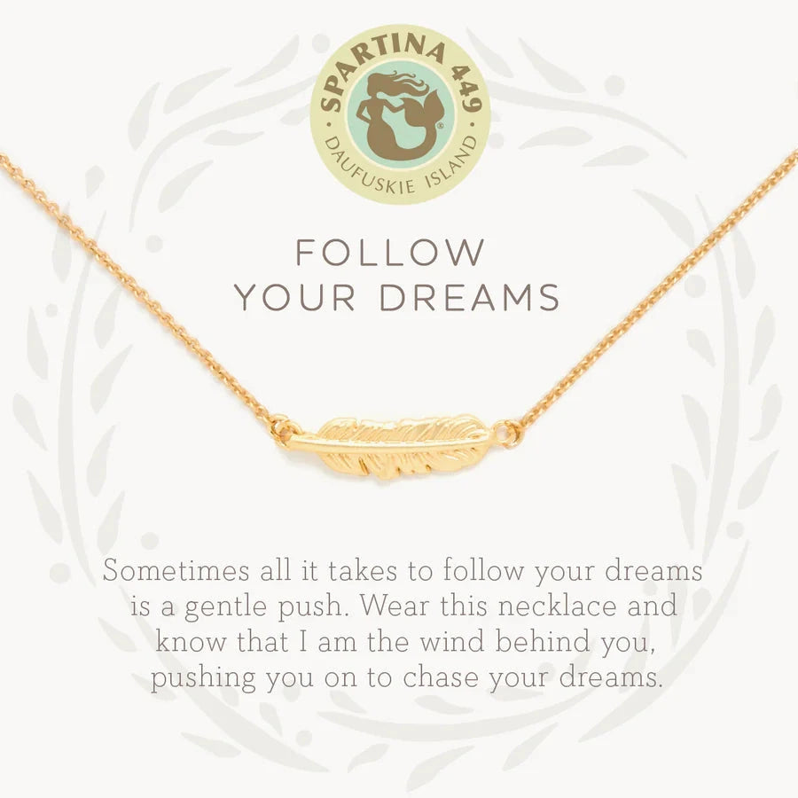Sea La Vie Necklace 18" Follow Your Dreams/Feather Gold