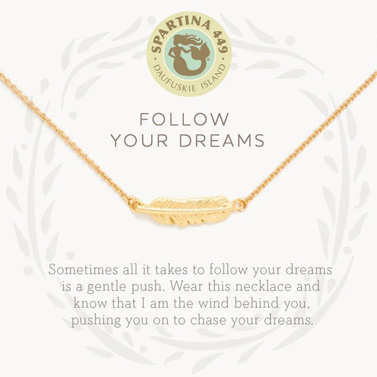 Sea La Vie Necklace 18" Follow Your Dreams/Feather Gold