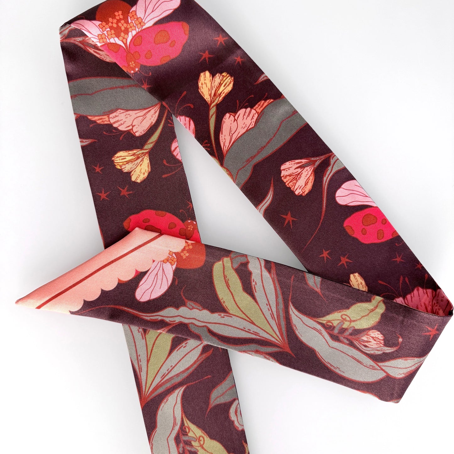 Lady Bug Fleur Skinny Silk Scarf