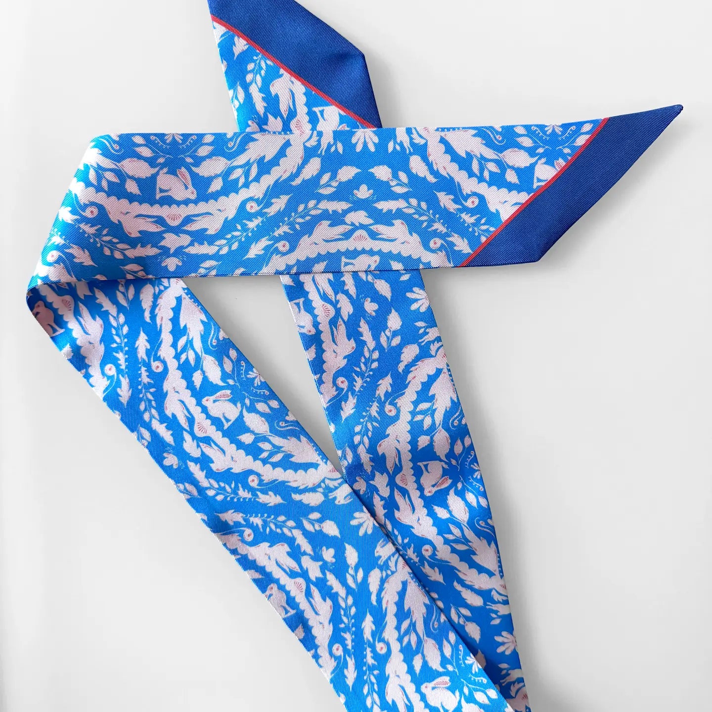 Bunny Glen Bue Skinny Silk Scarf