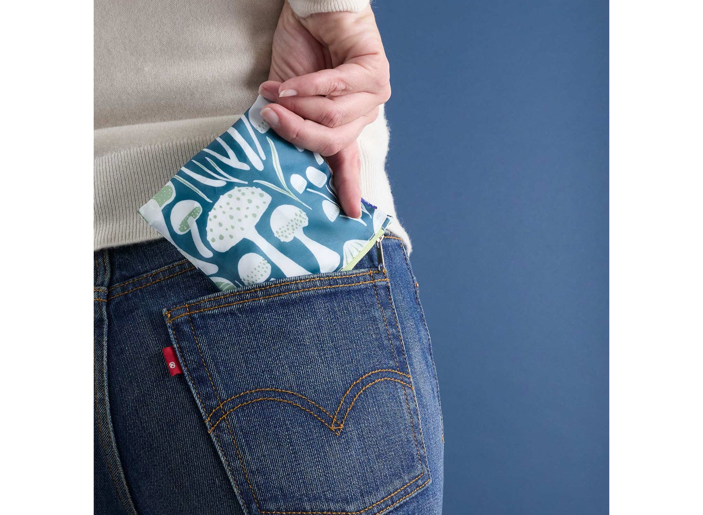 Mushrooms Blu Bag in a Pouch