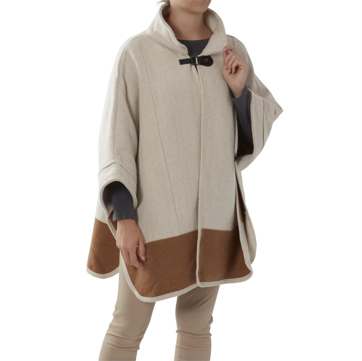 Ivory & Camel Snap Cape