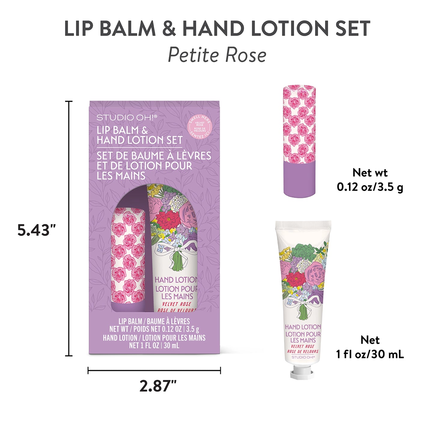 Petite Rose Lip Balm & Hand Lotion Set