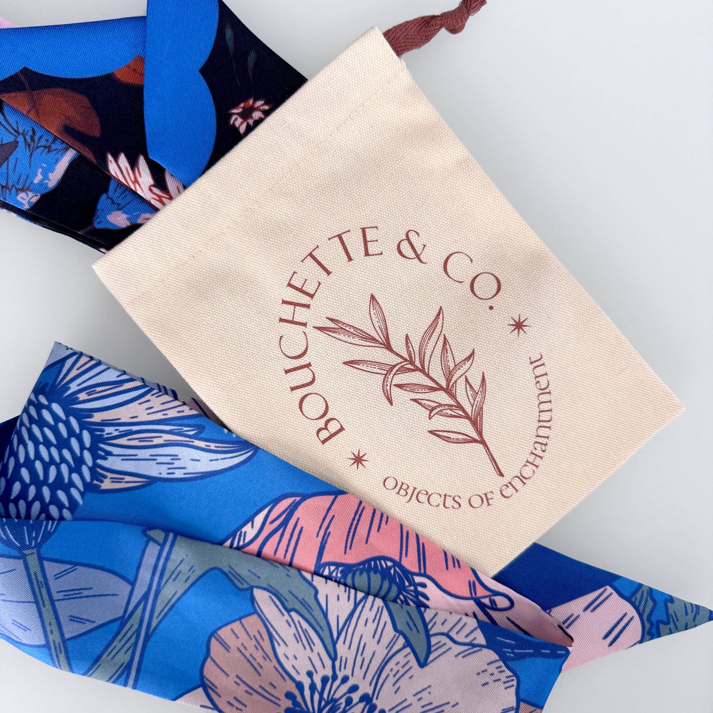 Midnight Wildflower Garden Skinny Silk Scarf