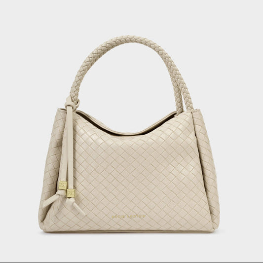 Nova Woven Texture Top Handle Bag Off White