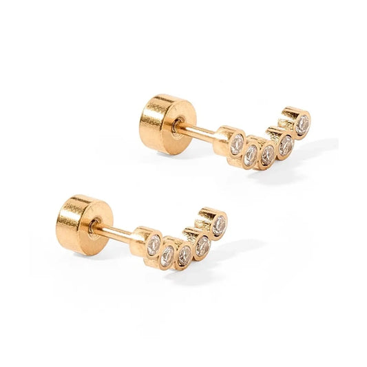 Abigail Sparkle Gold Screwback Stud Earrings