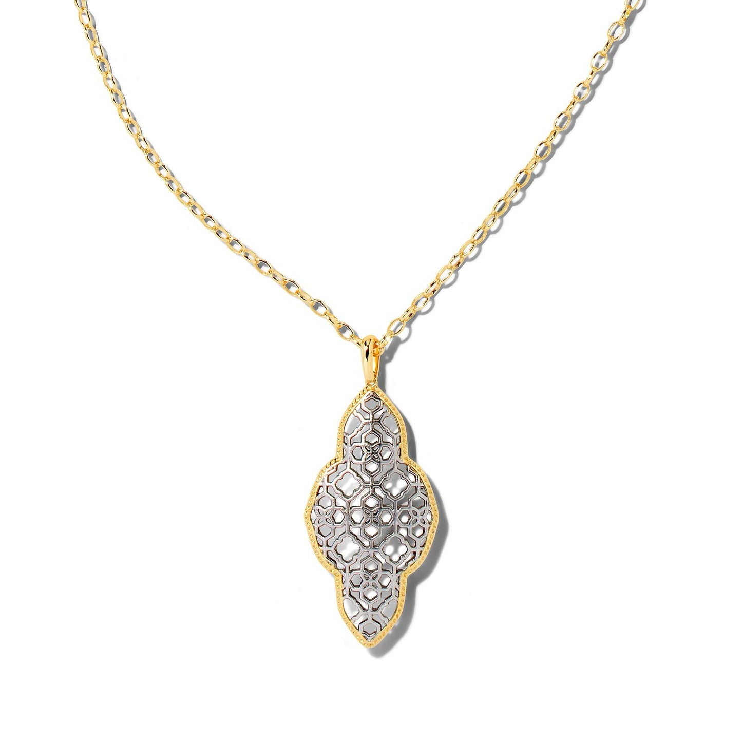 Abbie Long Pendant Necklace Gold Silver Mix