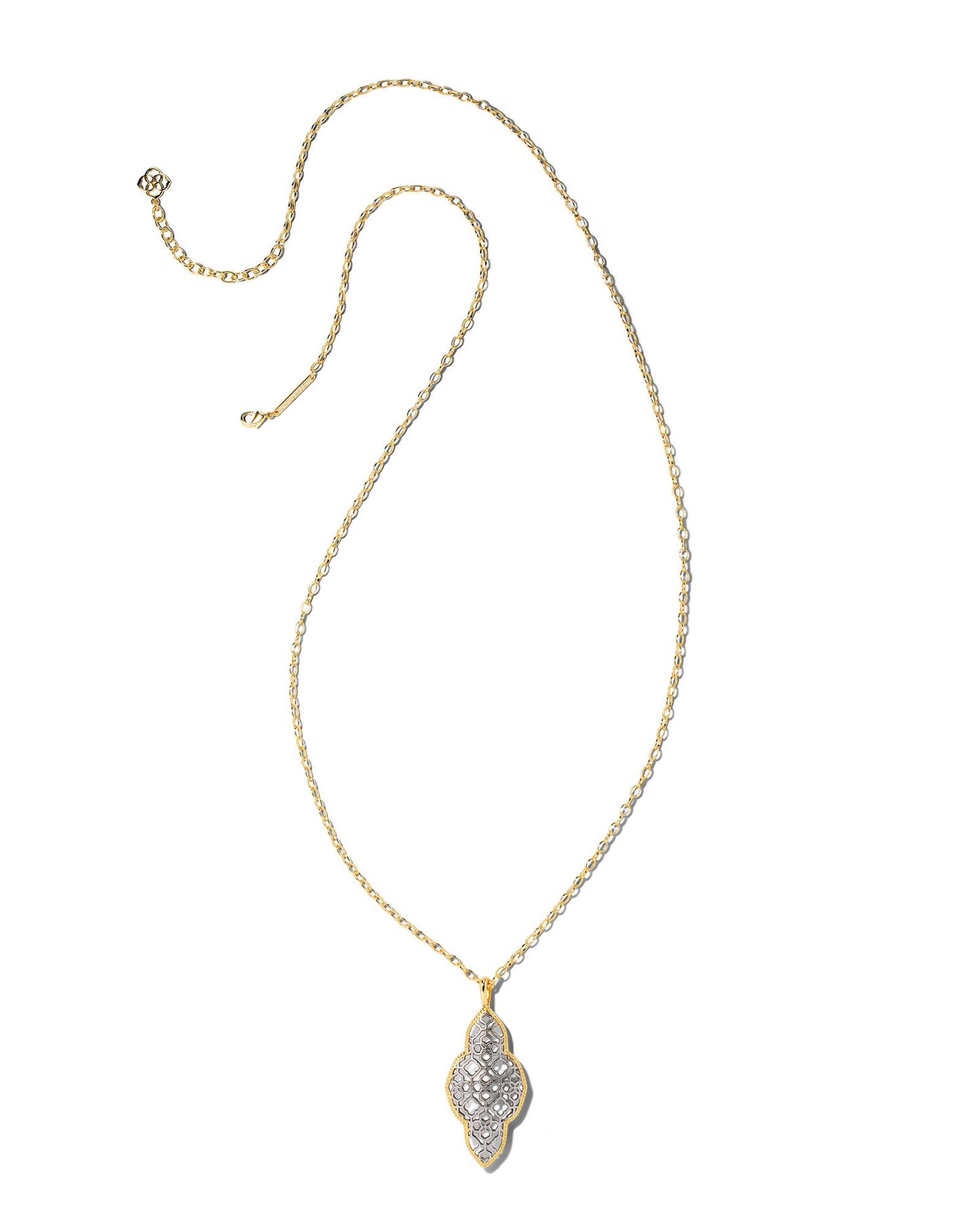 Abbie Long Pendant Necklace Gold Silver Mix