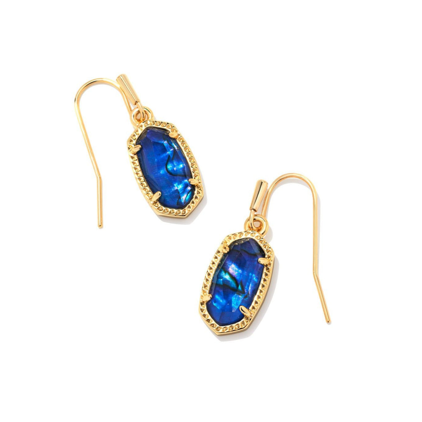 Lee Drop Earrings Gold Navy Abalone