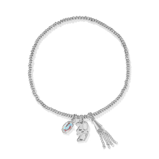 2027 Graduation Stretch Bracelet Silver Dichroic Glass