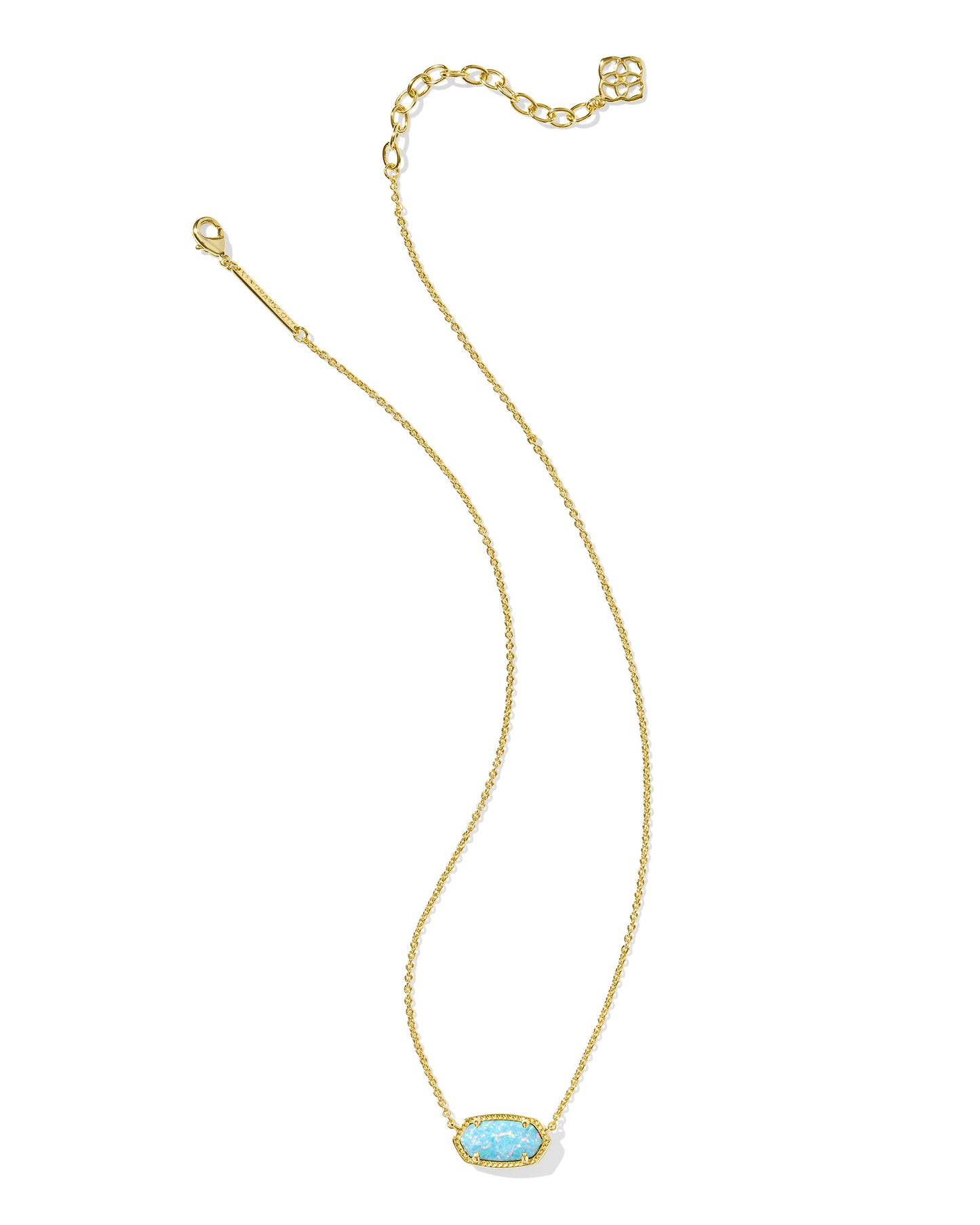 Elisa Short Pendant Necklace Gold Light Teal Kyocera Opal