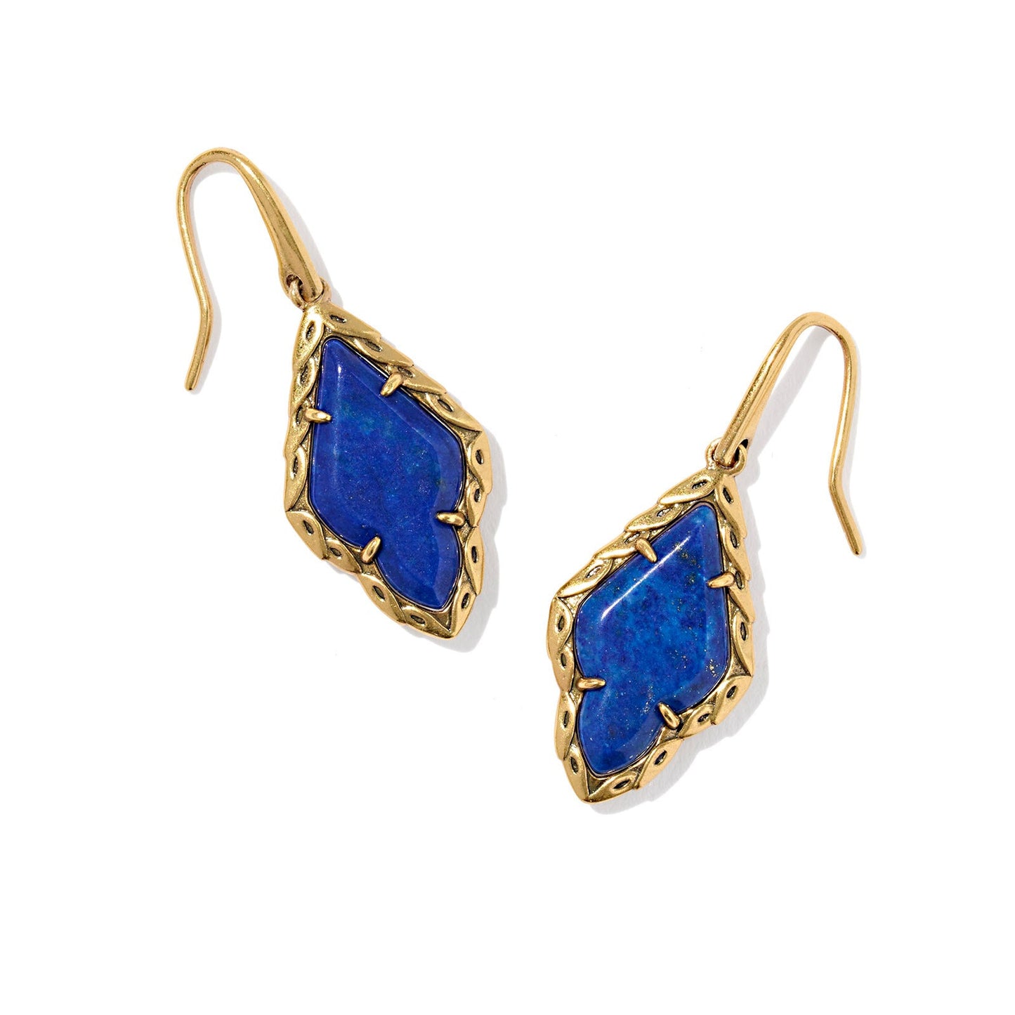 Adeline Drop Earrings Vintage Gold Blue Lapis