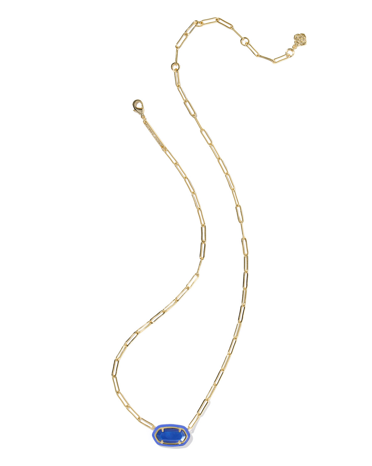 Elisa Enamel Frame Paperclip Necklace Gold Cobalt Illusion