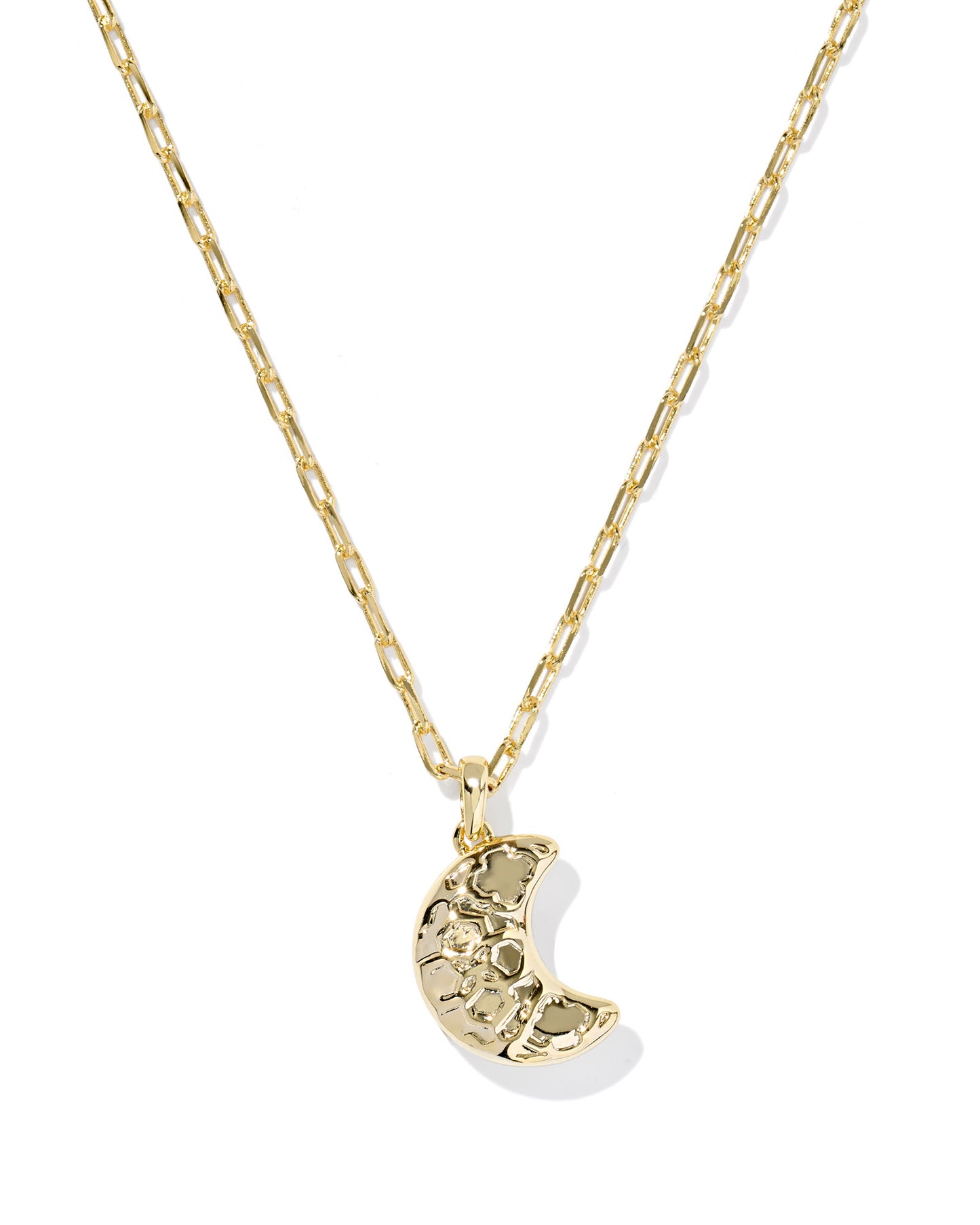 Moon Short Pendant Necklace Gold White Opalescent Resin