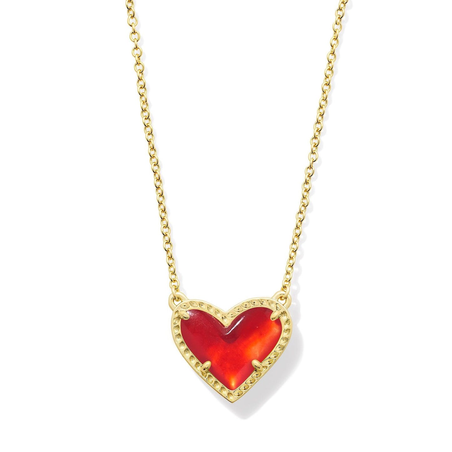 Ari Heart Short Pendant Necklace Gold Red Illusion