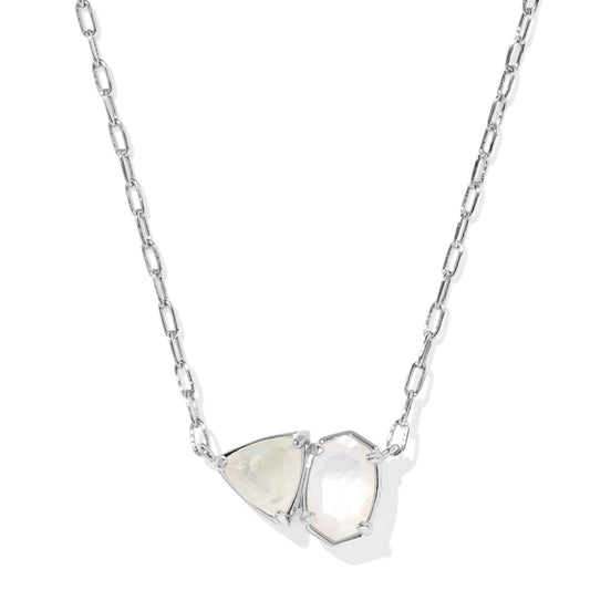Tatum Short Pendant Necklace Silver Neutral Mix