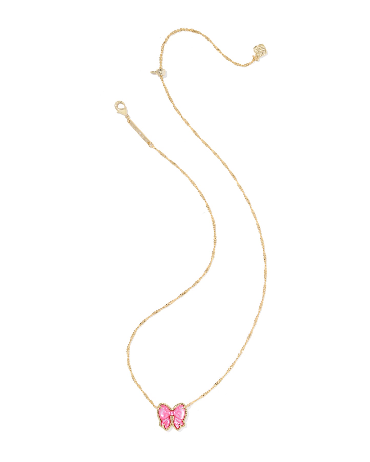 Haley Bow Short Pendant Necklace Gold Rose Violet Mother of Pearl