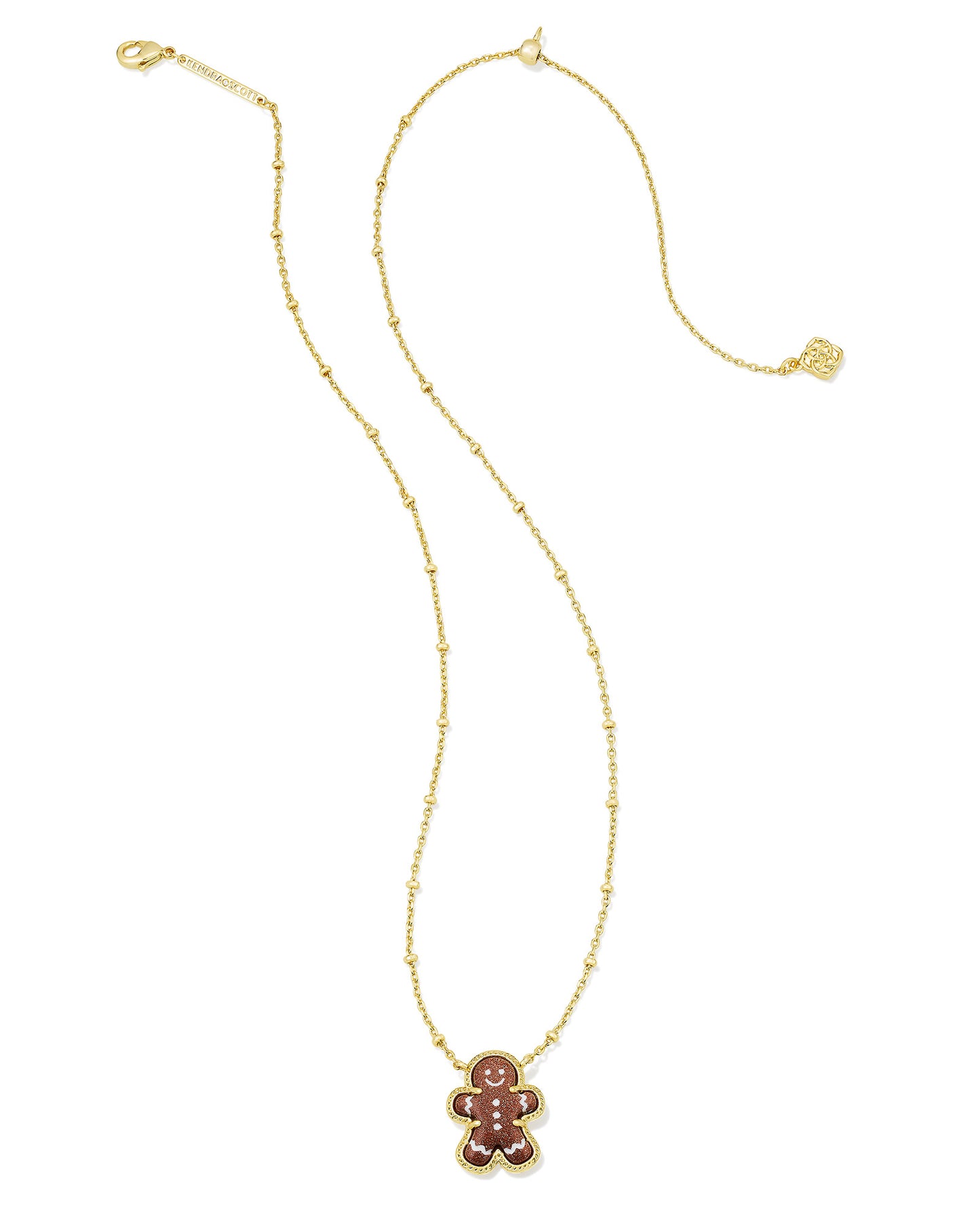 Gingerbread Short Pendant Necklace Gold Brown Goldstone