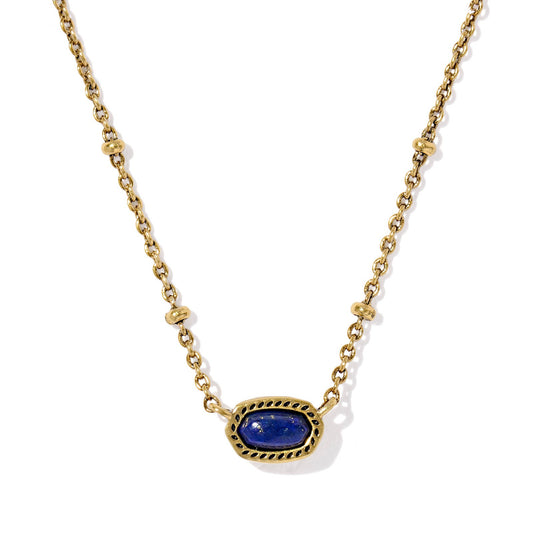 Mini Elisa Satellite Short Pendant Necklace Vintage Gold Blue Lapis