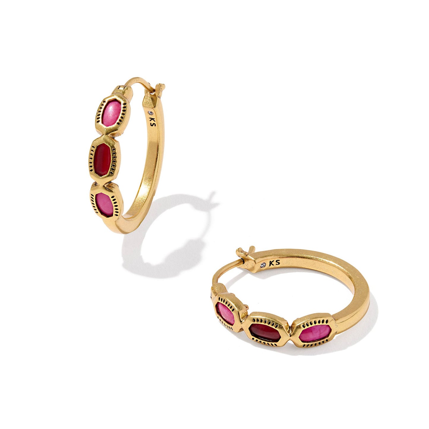 Mini Elisa Hoop Earrings Vintage Gold Pink Mix