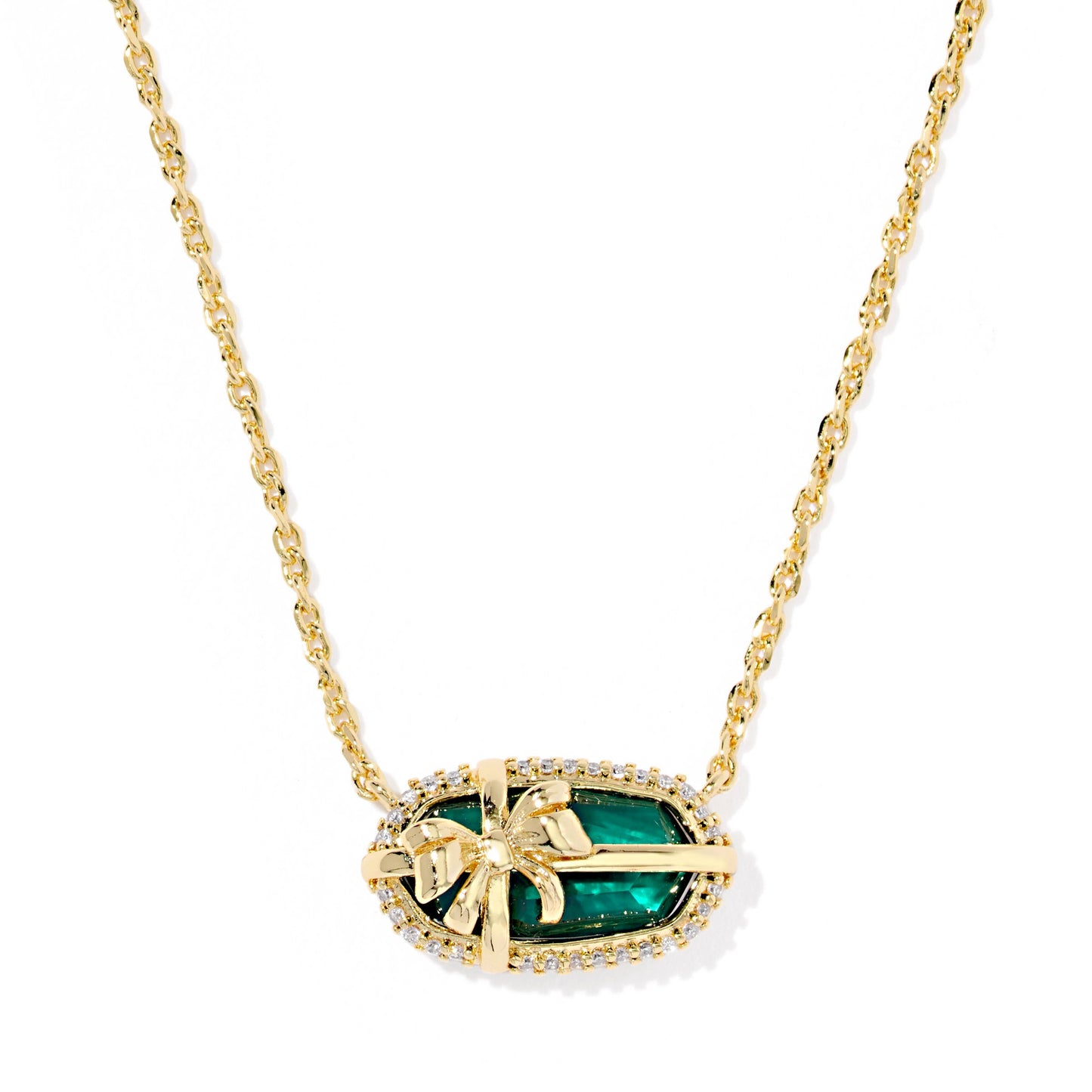 Elisa Bow Short Pendant Necklace Gold Pine Illusion