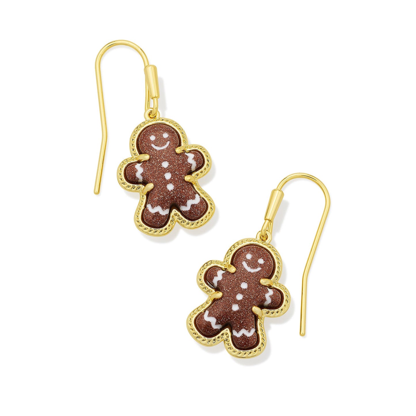 Gingerbread Drop Earrings Gold Brown Goldstone