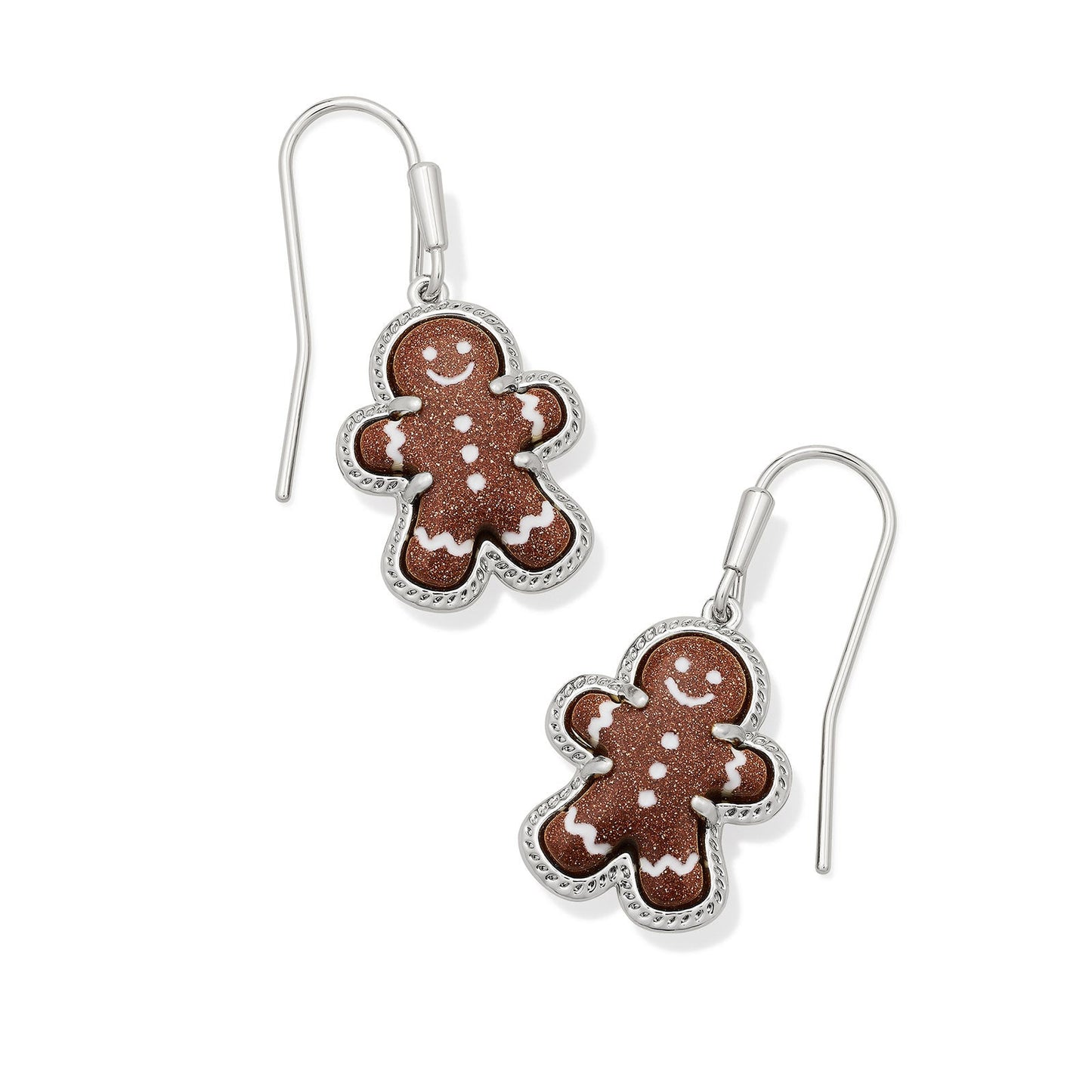 Gingerbread Drop Earrings Silver Brown Goldstone