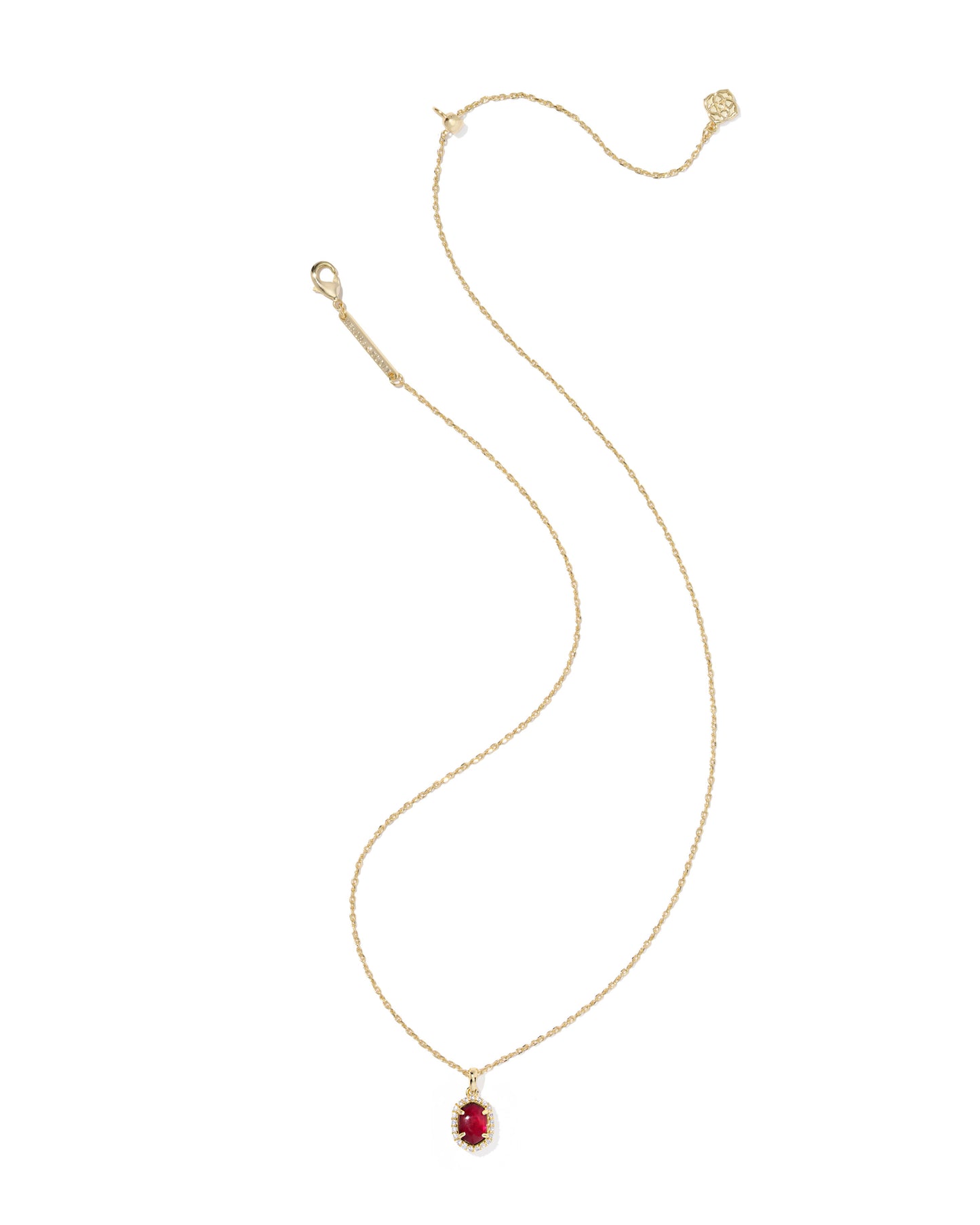Daphine Crystal Frame Short Pendant Necklace Gold Dark Burgundy Illusion