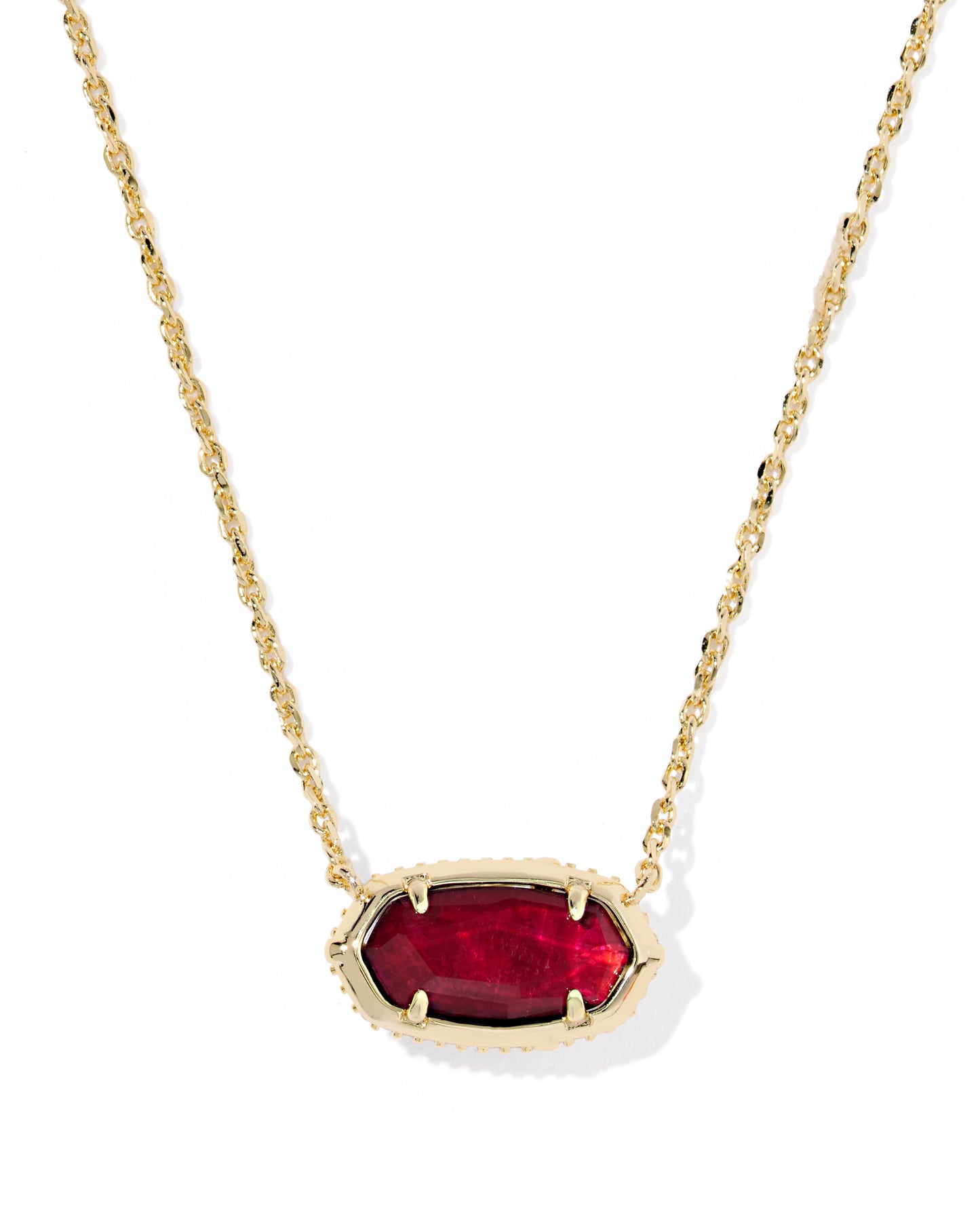 Elisa Bow Short Pendant Necklace Gold Dark Burgundy Illusion