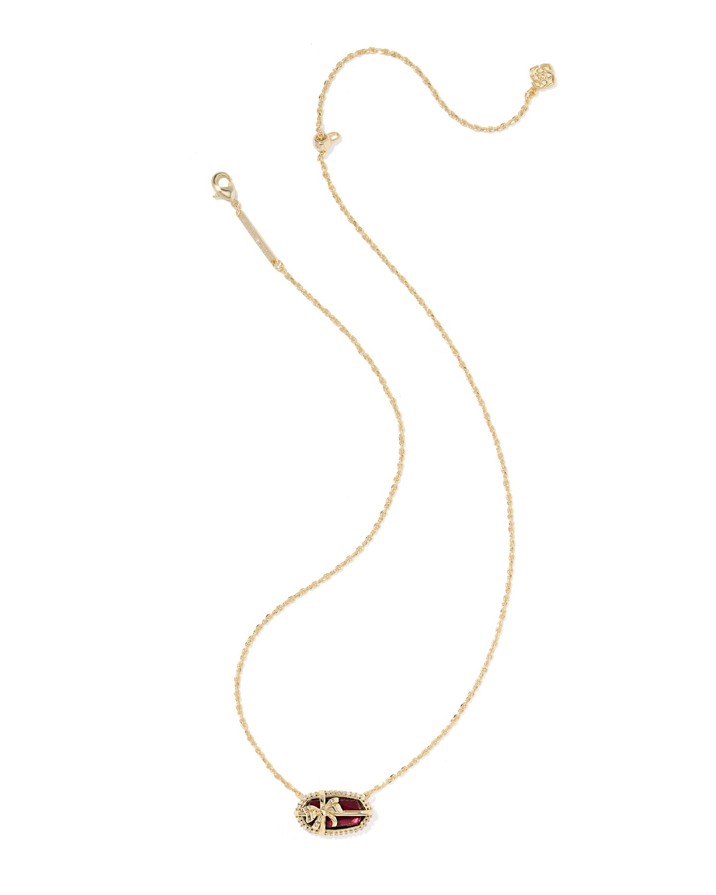 Elisa Bow Short Pendant Necklace Gold Dark Burgundy Illusion