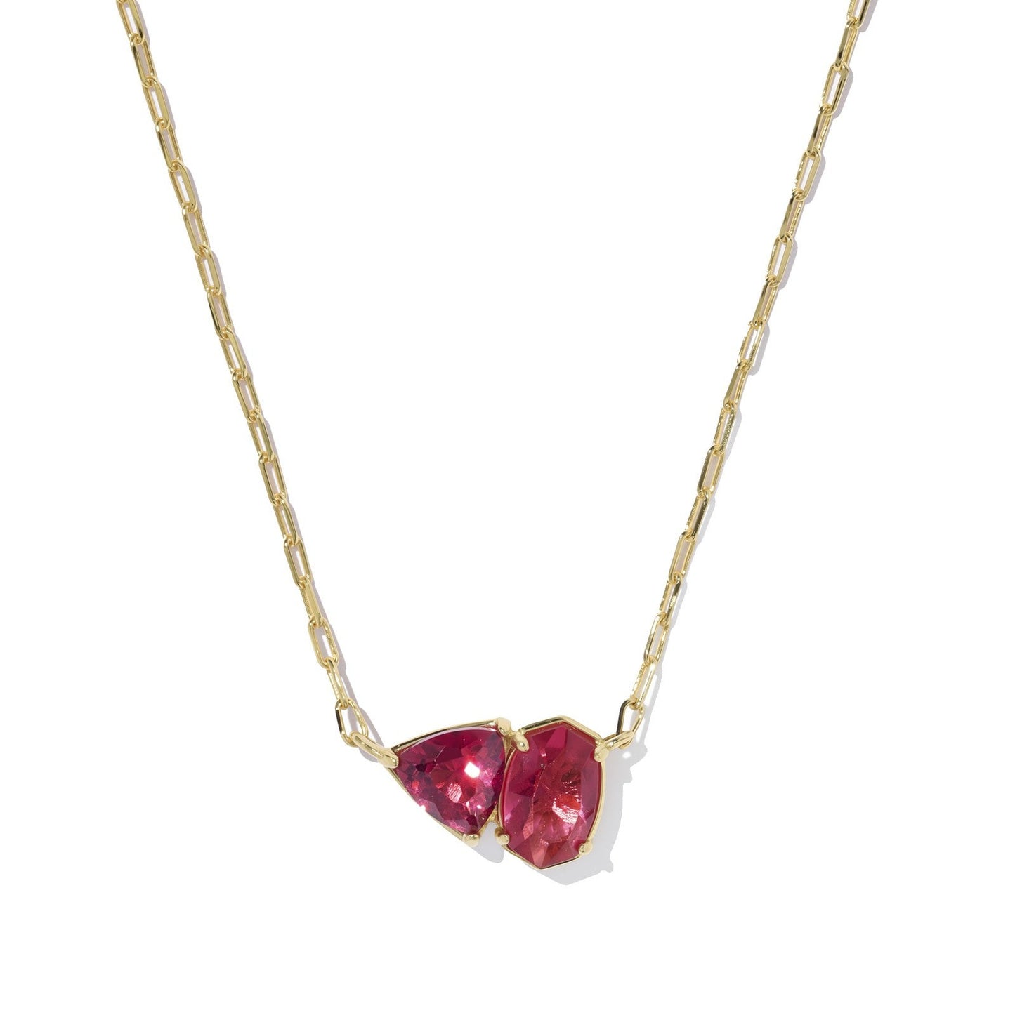 Tatum Short Pendant Necklace Gold Burgundy Mix
